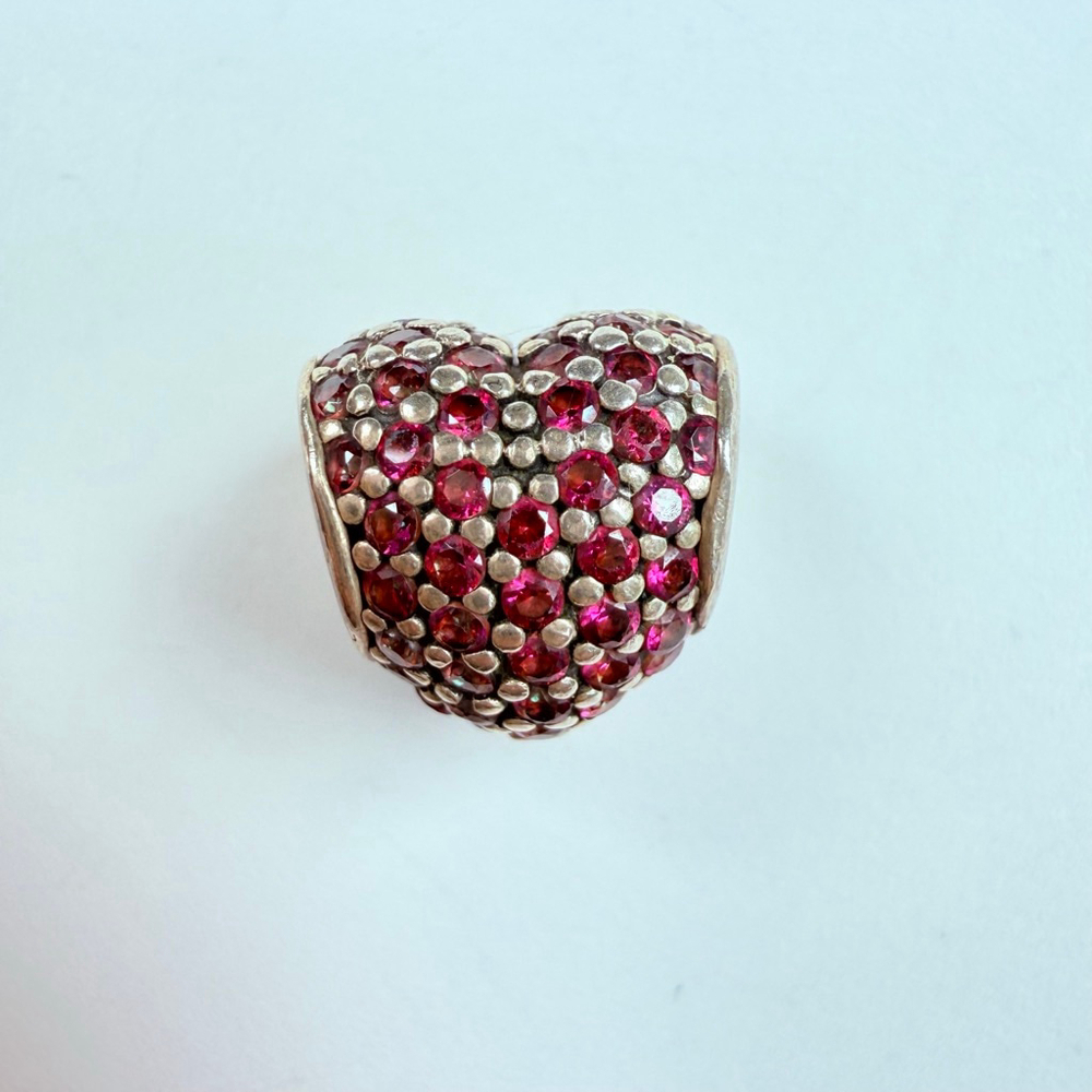Pandora Heart Pink Cubic Zirconia Cz Sterling Silver 925 Charm Bead Ale Retired